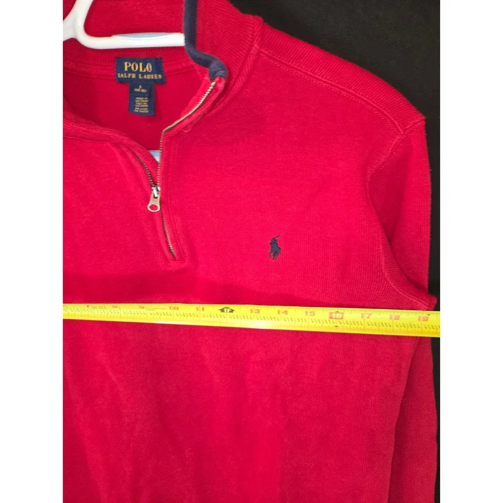Polo Ralph Lauren Red Waffle Knit Quarter‎ Zip Pullover Sweater Size L 14 16
